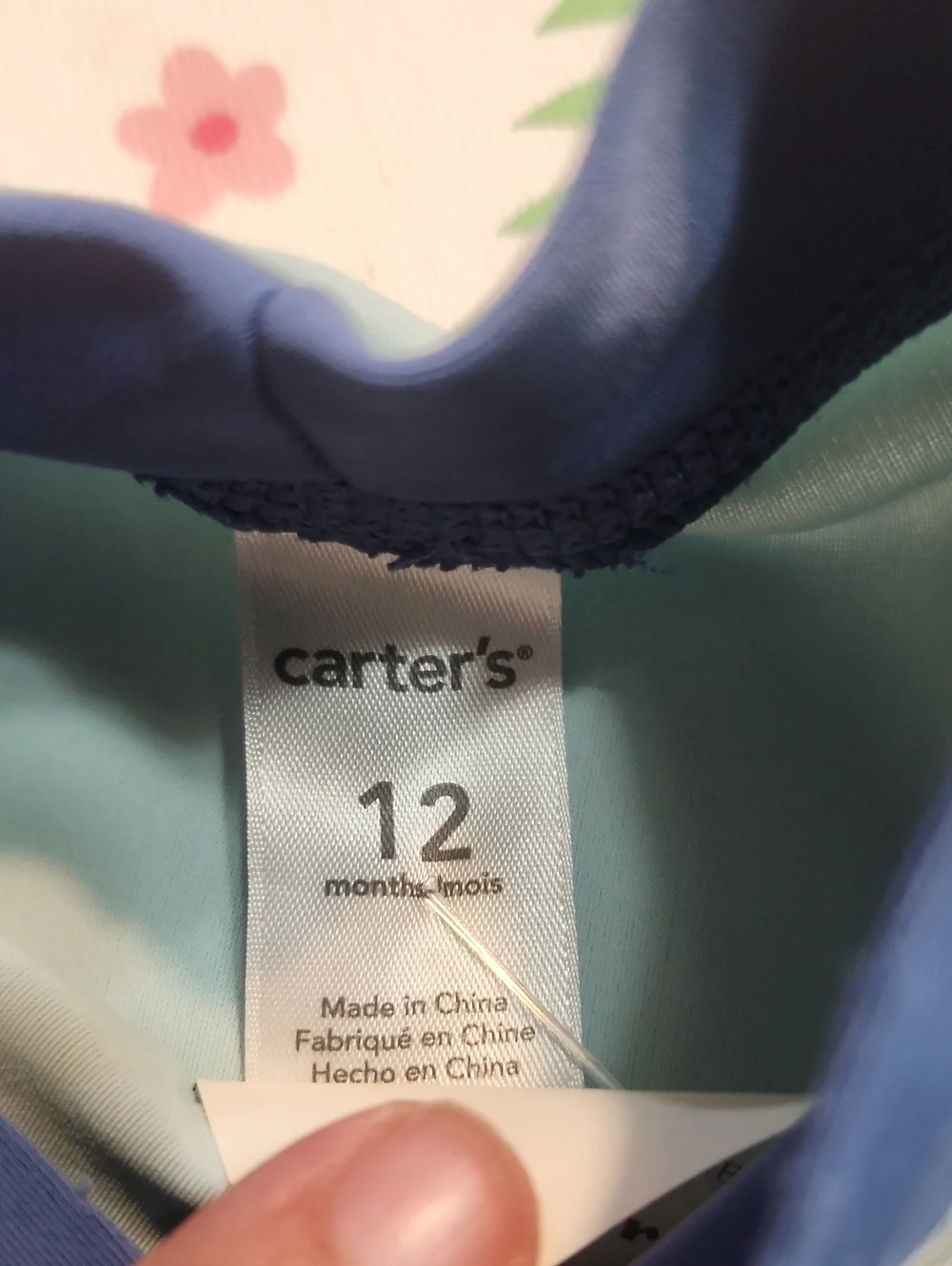 9-12 Months Kids Light Blue 'Awesome' Long Sleeve Swim Shirt